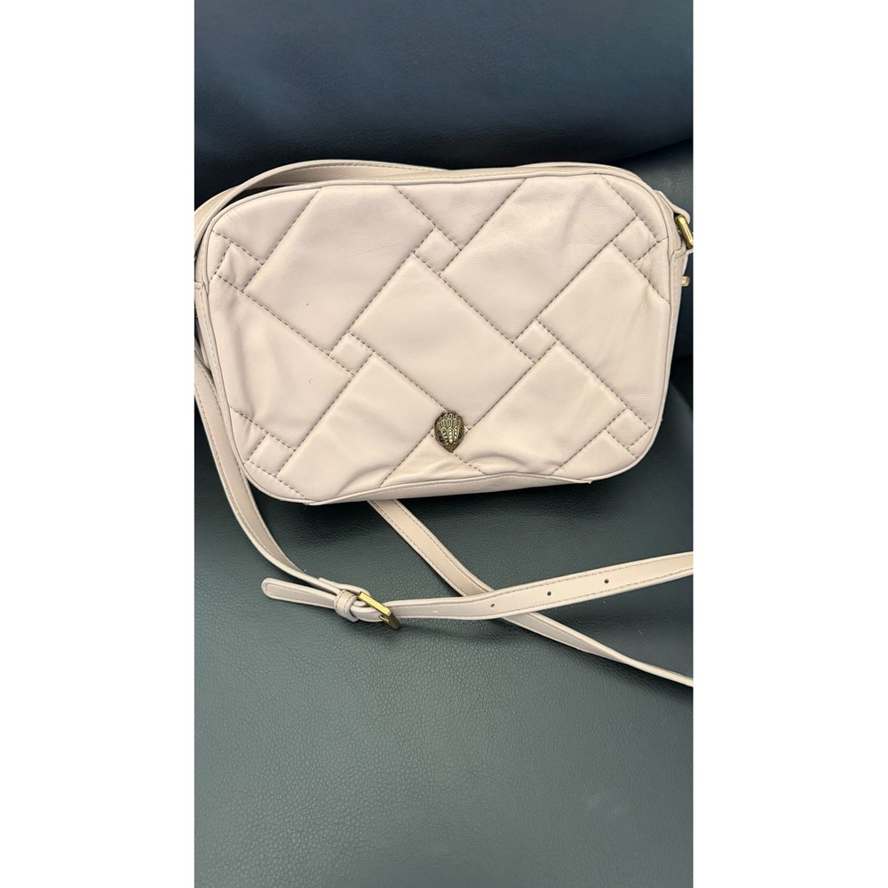 Kurt Geiger London Kensington Quilted Leather Camera Bag Crossbody Cream Brass